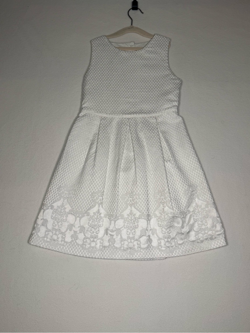 Janie and Jack Girls Size 8 White Floral Jacquard Dress Open Back Formal